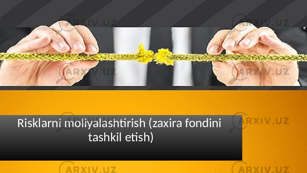 Risklarni moliyalashtirish (zaxira fondini tashkil etish) 