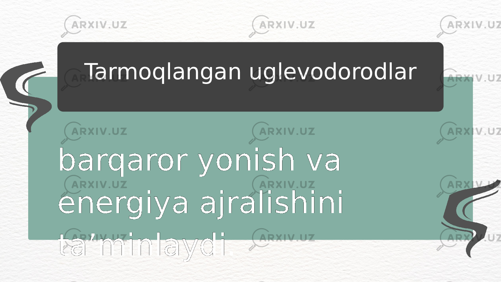 barqaror yonish va energiya ajralishini ta’minlaydi. Tarmoqlangan uglevodorodlar 