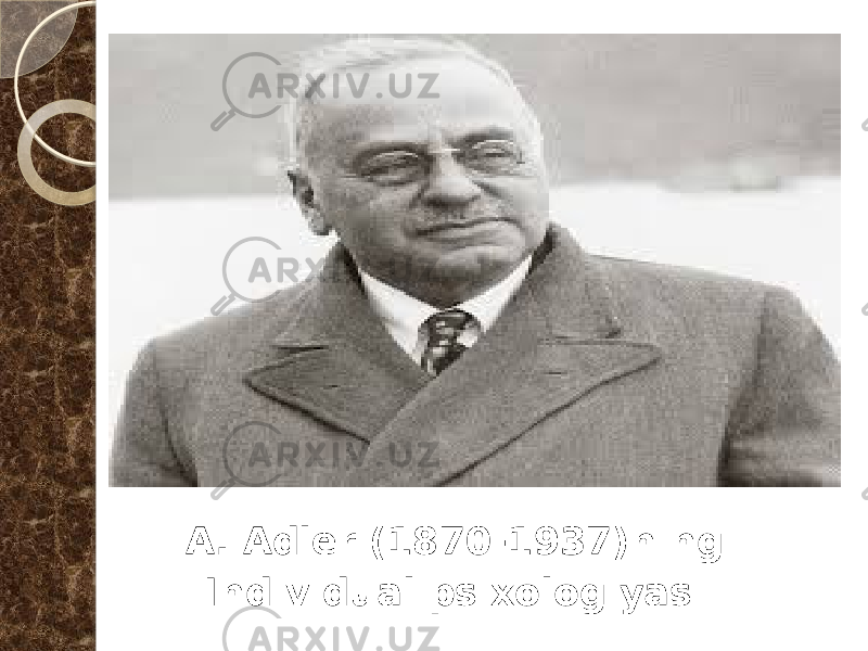 A. Adler (1870-1937)ning Individual psixologiyasi 