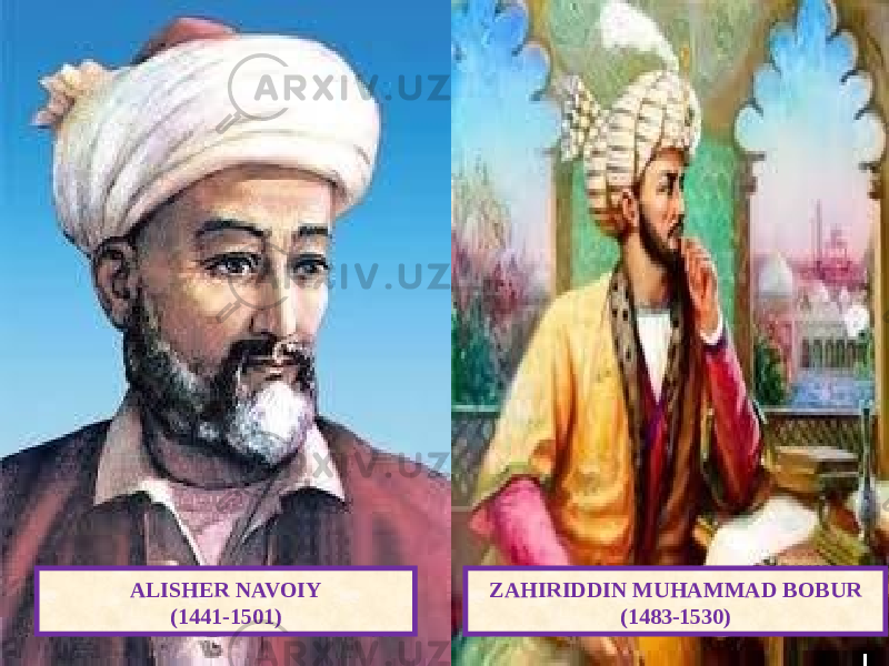 ALISHER NAVOIY (1441-1501) ZAHIRIDDIN MUHAMMAD BOBUR (1483-1530) 