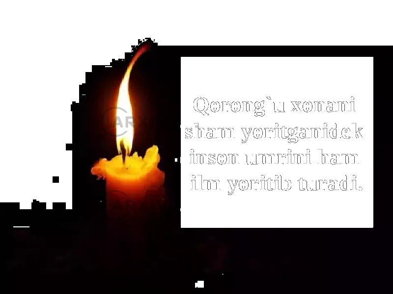 Qorong`u xonani sham yoritganidek inson umrini ham ilm yoritib turadi. 