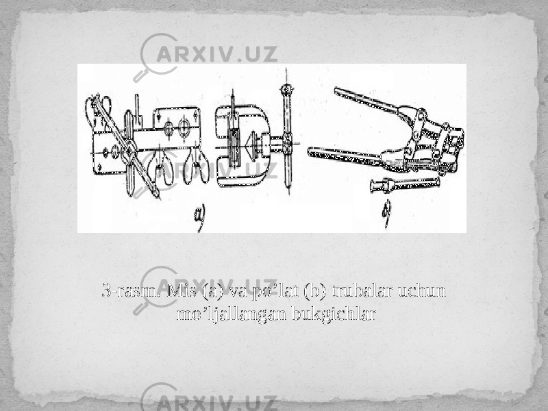 3-rasm. Mis (a) va po’lat (b) trubalar uchun mo’ljallangan bukgichlar 