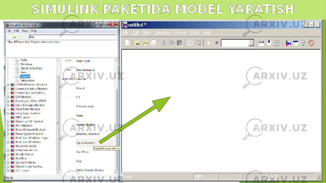 SIMULINK PAKETIDA MODEL YARATISH 