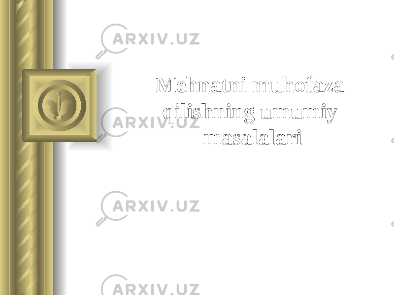 Mehnatni muhofaza qilishning umumiy masalalari 