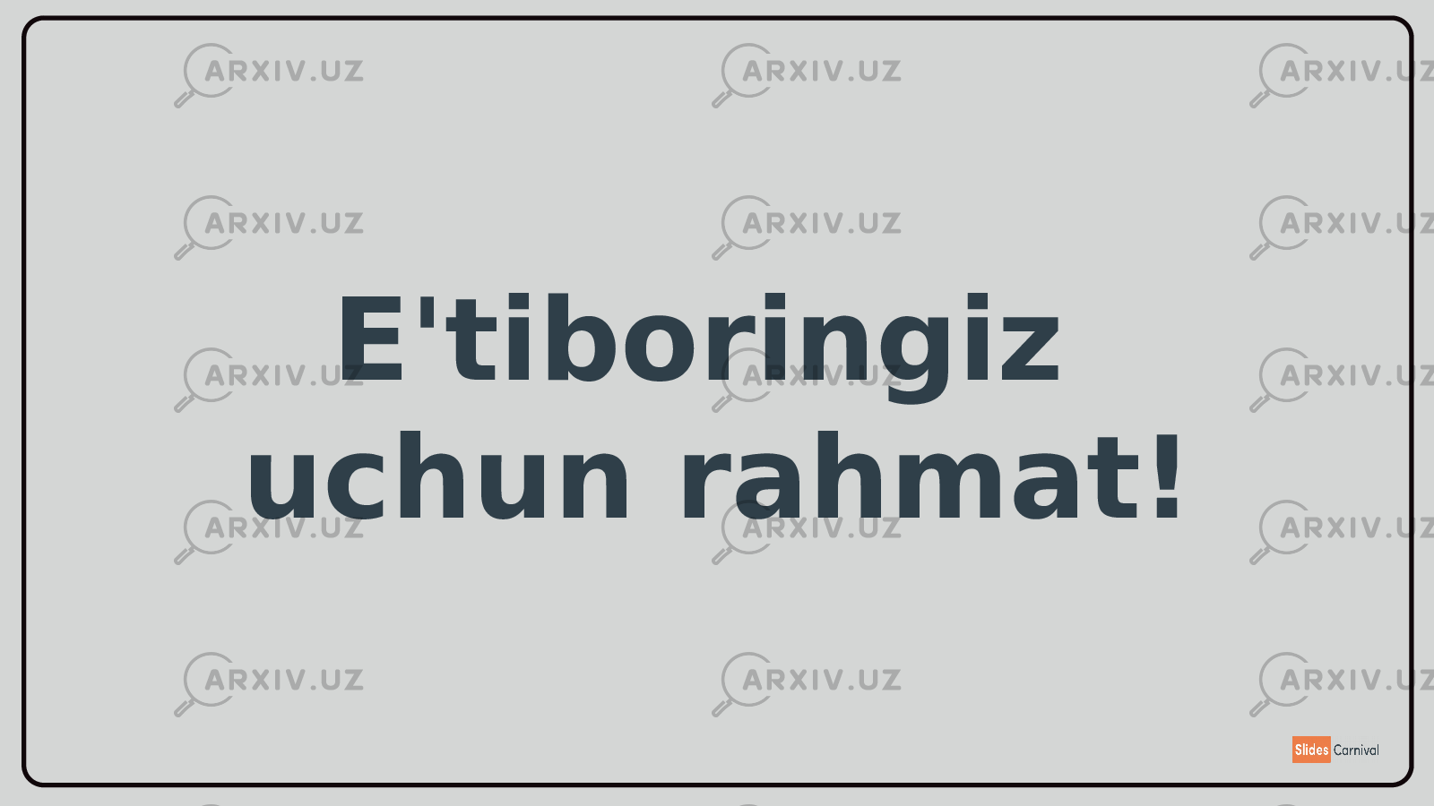 E&#39;tiboringiz uchun rahmat! 