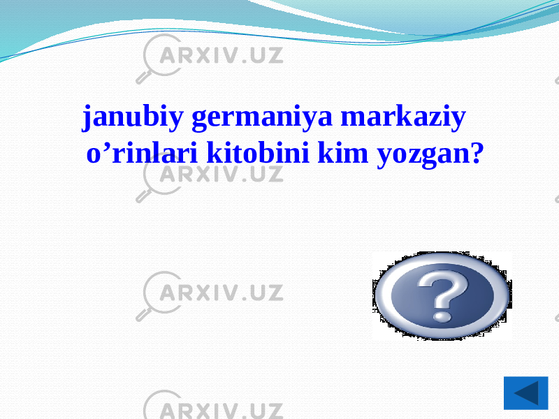  janubiy germaniya markaziy o’rinlari kitobini kim yozgan? Kristaller 