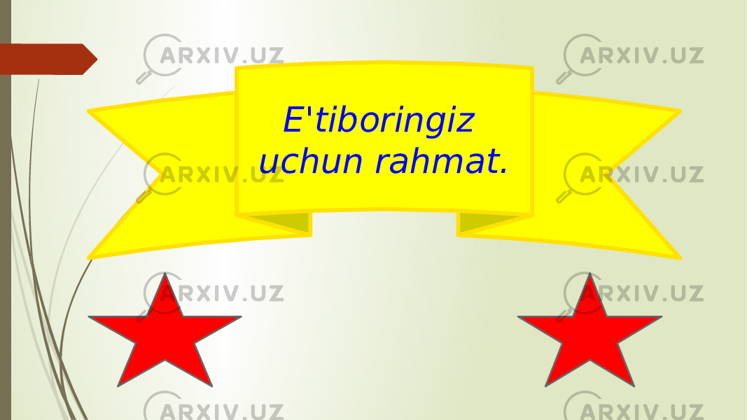 E&#39;tiboringiz uchun rahmat. 