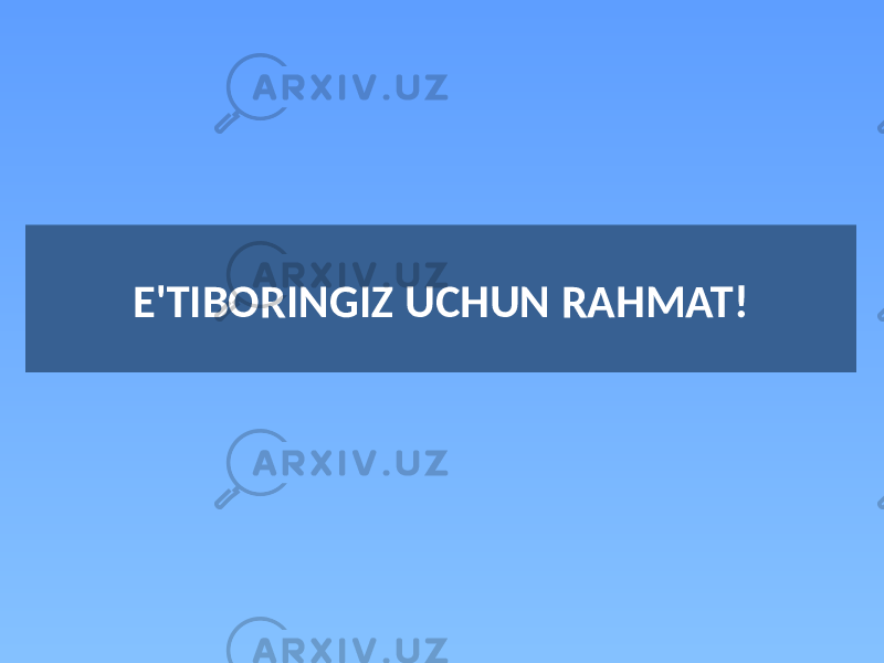 E&#39;TIBОRINGIZ UCHUN RAHMAT! 