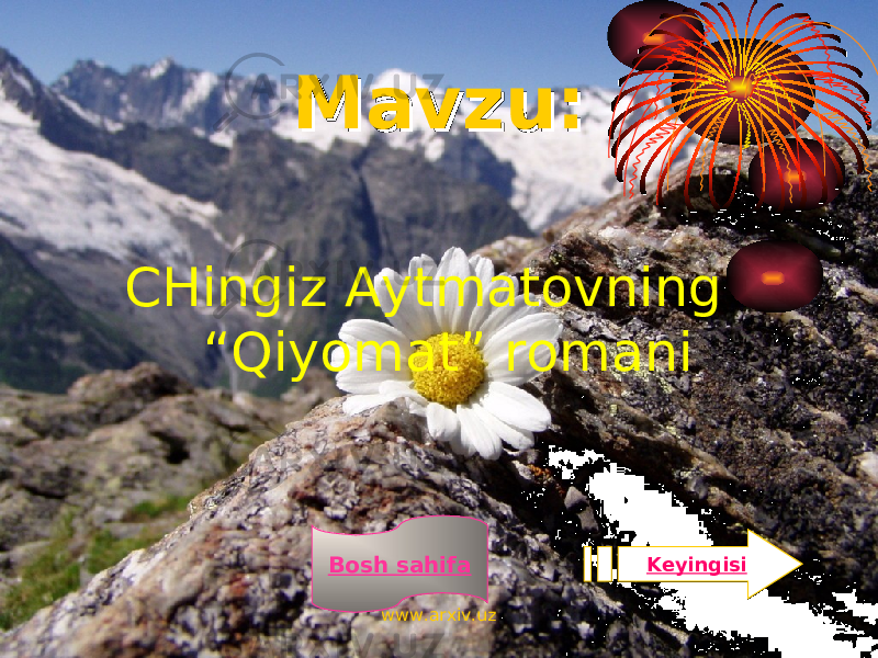 MM avzu:avzu: CHingiz Aytmatovning “Qiyomat” romani Bosh sahifa Keyingisi www.arxiv.uz 