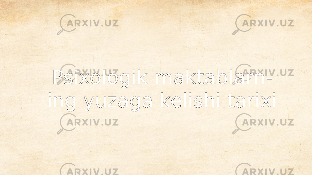 Psixologik maktablarn - ing yuzaga kelishi tarixi 