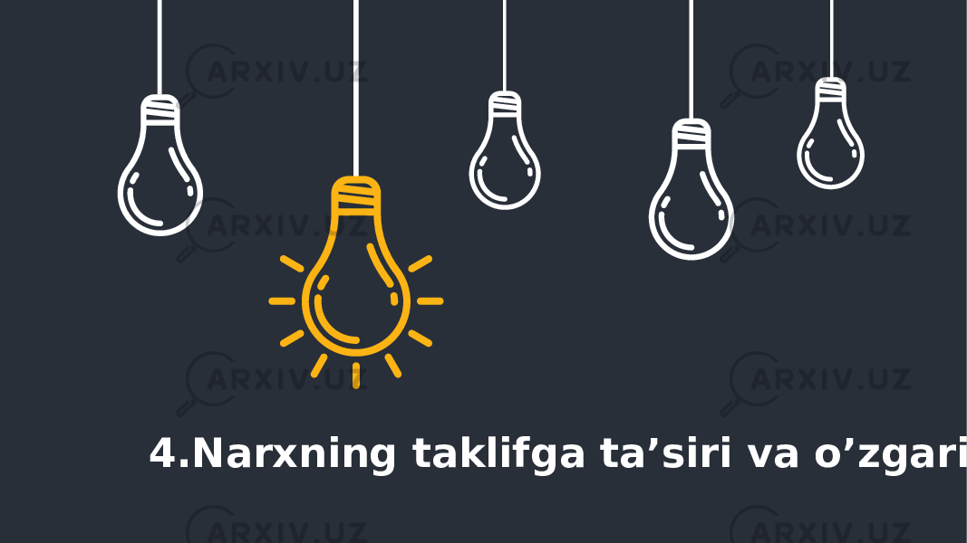 4.Narxning taklifga ta’siri va o’zgarishi 