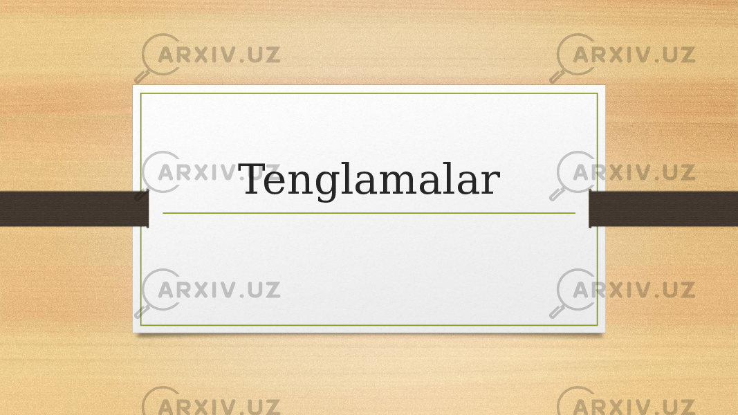 Tenglamalar 