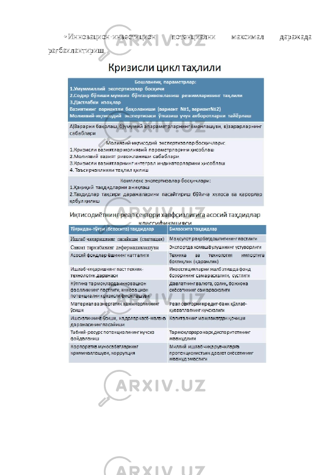 • Инн о вацион- и нвестиц и он потен ц иални м а ксимал д аражада р ағбаила н тириш 