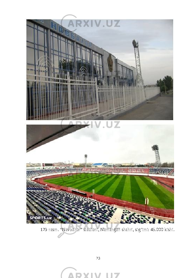 123-rasm. “Navbahor” stadioni, Namangan shahri, sig’imi: 45.000 kishi. 23 