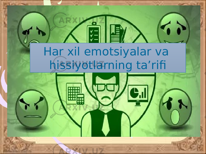 Har xil emotsiyalar va hissiyotlarning ta’rifi 