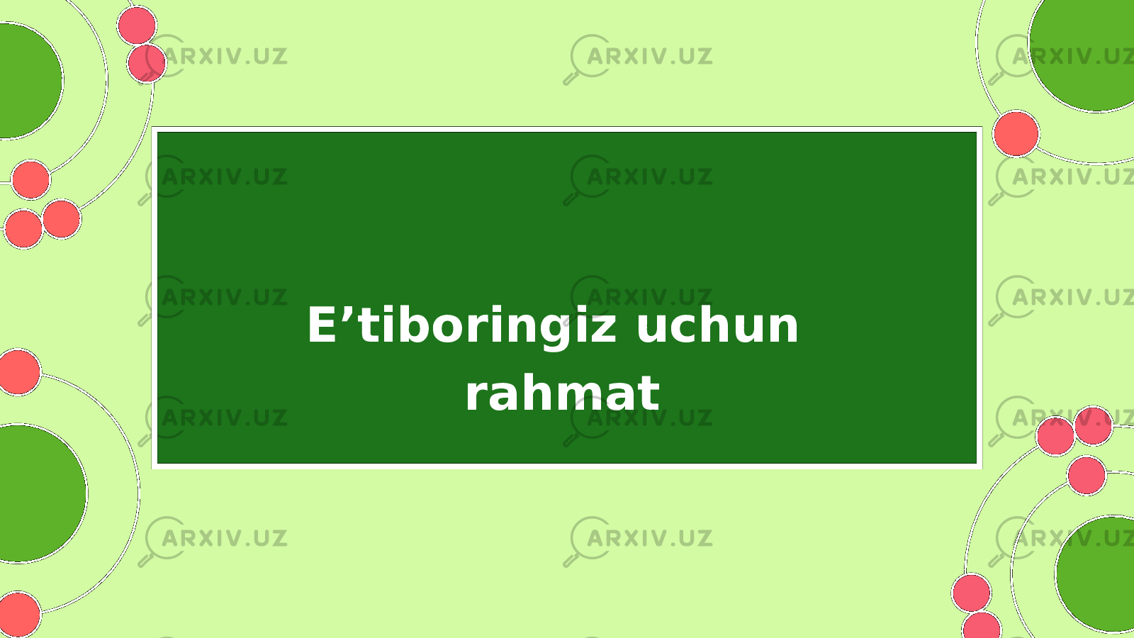 E’tiboringiz uchun rahmat 