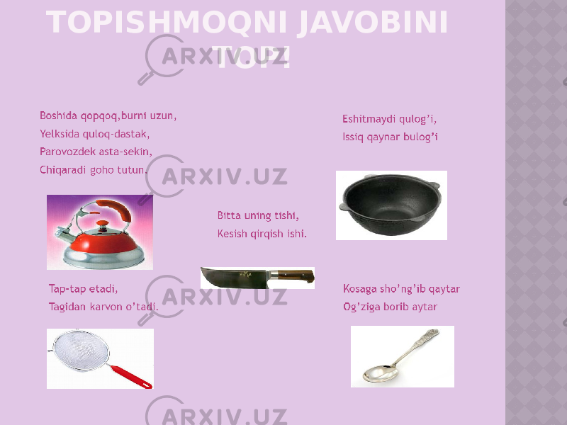 TOPISHMOQNI JAVOBINI TOP! 