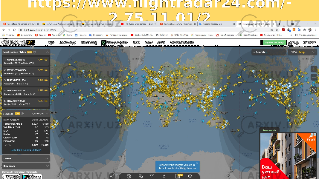 https://www.flightradar24.com/- 2.75,11.01/2 