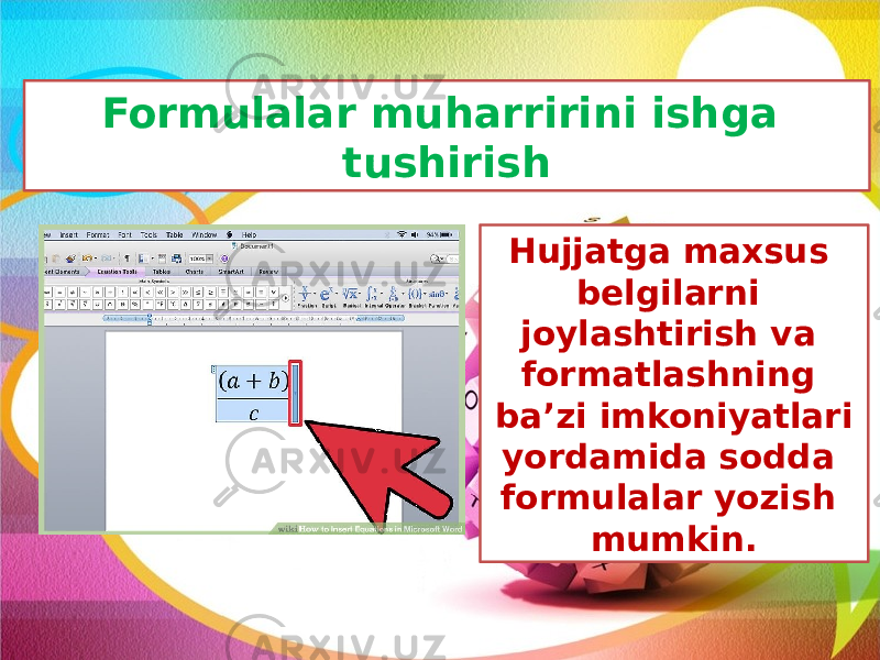 Wordda formulalar. Wordda yozish. Microsoft Word dasturi. Wordda Formula yozish.