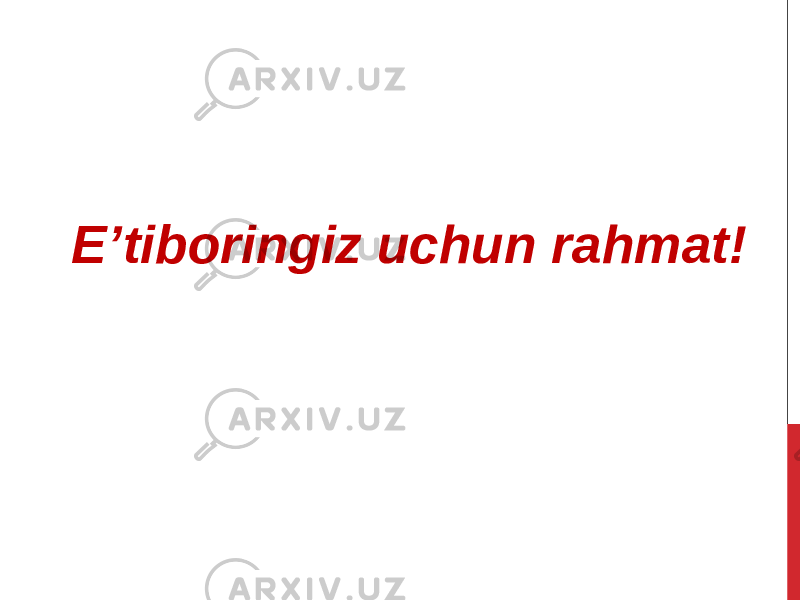 E’tiboringiz uchun rahmat! 