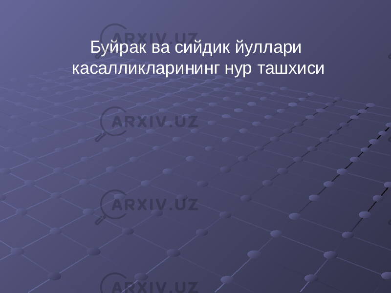 Буйрак ва сийдик йуллари касалликларининг нур ташхиси 