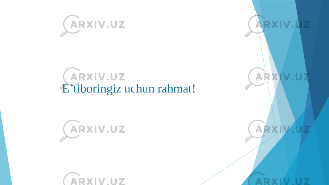 E’tiboringiz uchun rahmat! 