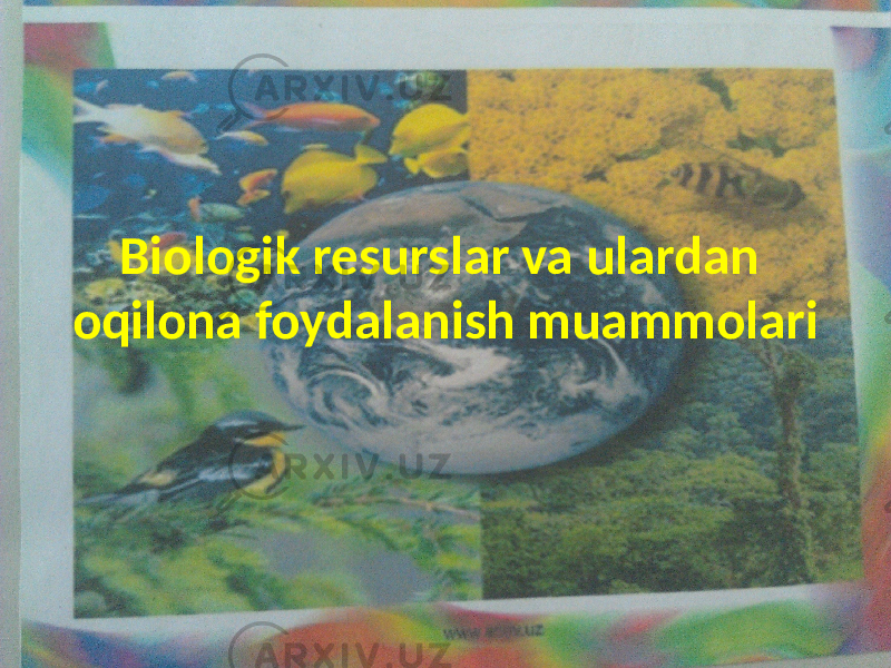 Biologik resurslar va ulardan oqilona foydalanish muammolari 