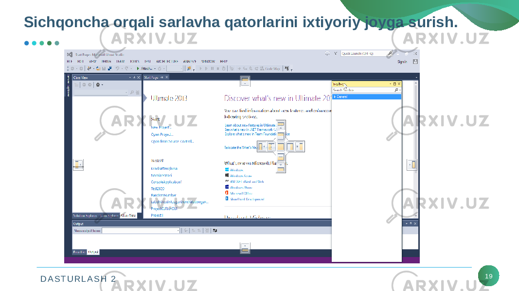 D A S T U R L A S H 2 19Sichqoncha orqali sarlavha qatorlarini ixtiyoriy joyga surish. 