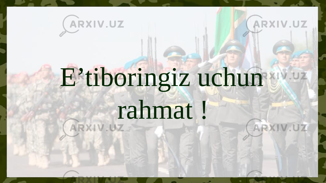 E’tiboringiz uchun rahmat ! 