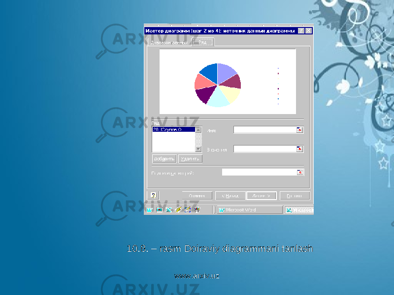 10.8. – rasm Doiraviy diagrammani tanlash www.arxiv.uz 