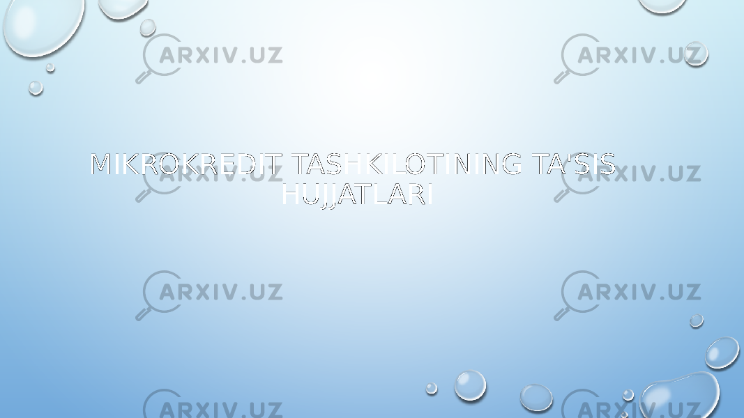 MIKROKREDIT TASHKILOTINING TA&#39;SIS HUJJATLARI 