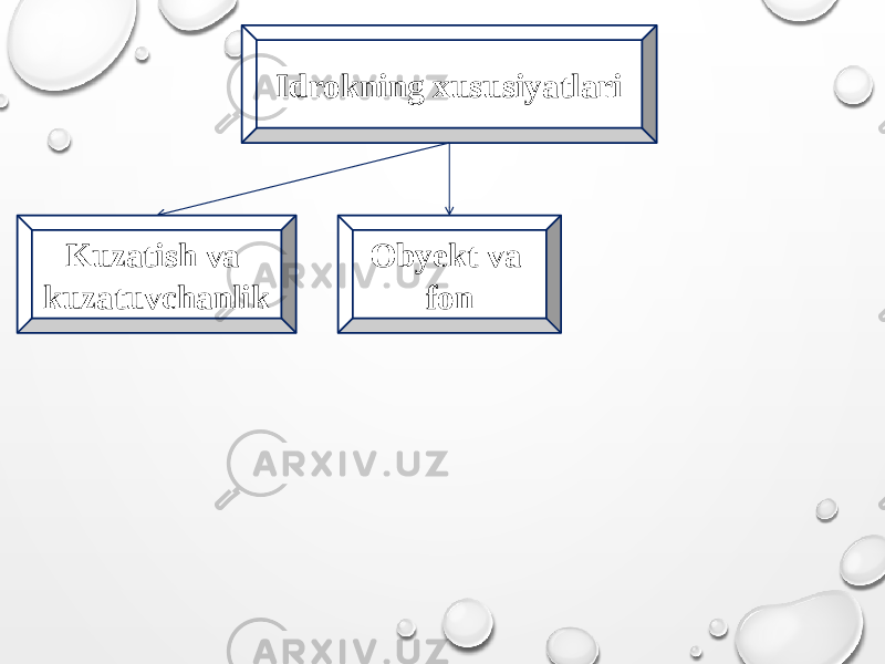 Idrokning xususiyatlari Kuzatish va kuzatuvchanlik Obyekt va fon 