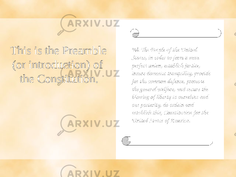 This is the Preamble (or introduction) of the Constitution. 