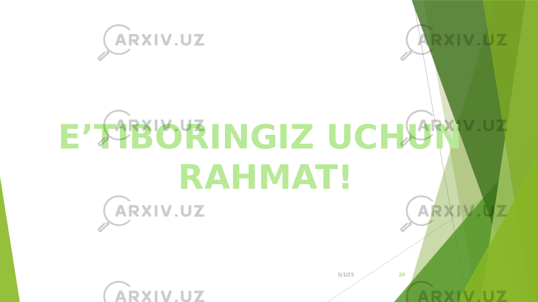 E’TIBORINGIZ UCHUN RAHMAT! 5/1/25 20 