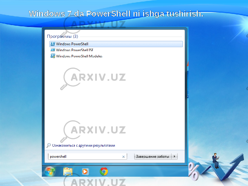 Windows 7 da PowerShell ni ishga tushirish. 