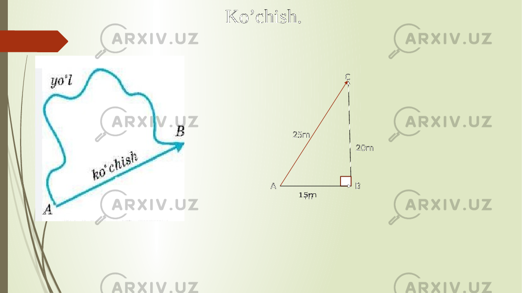   Ko’chish. m  20m A BC 25m 