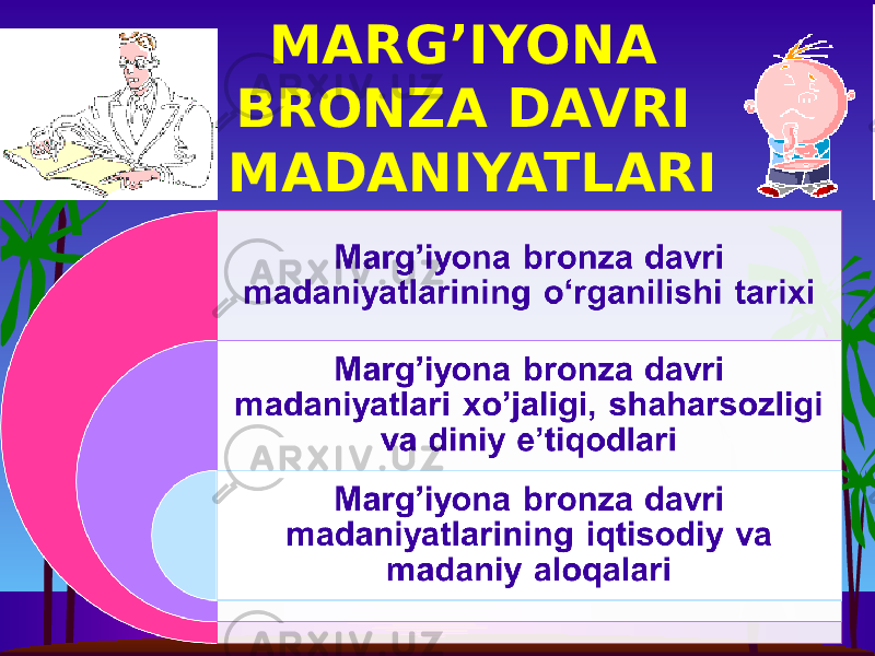 MARG’IYONA BRONZA DAVRI MADANIYATLARI 