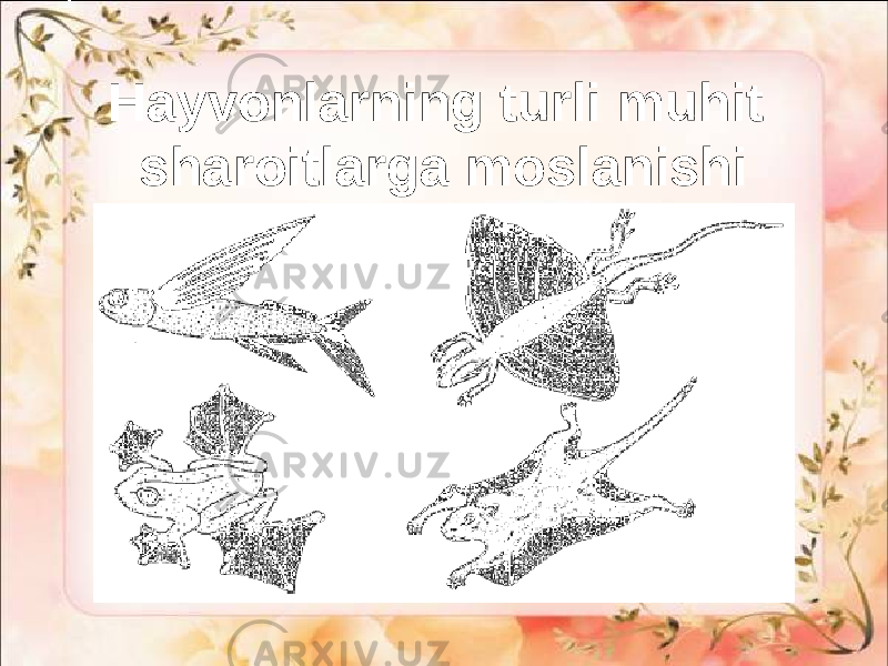 Hayvonlarning turli muhit sharoitlarga moslanishi 