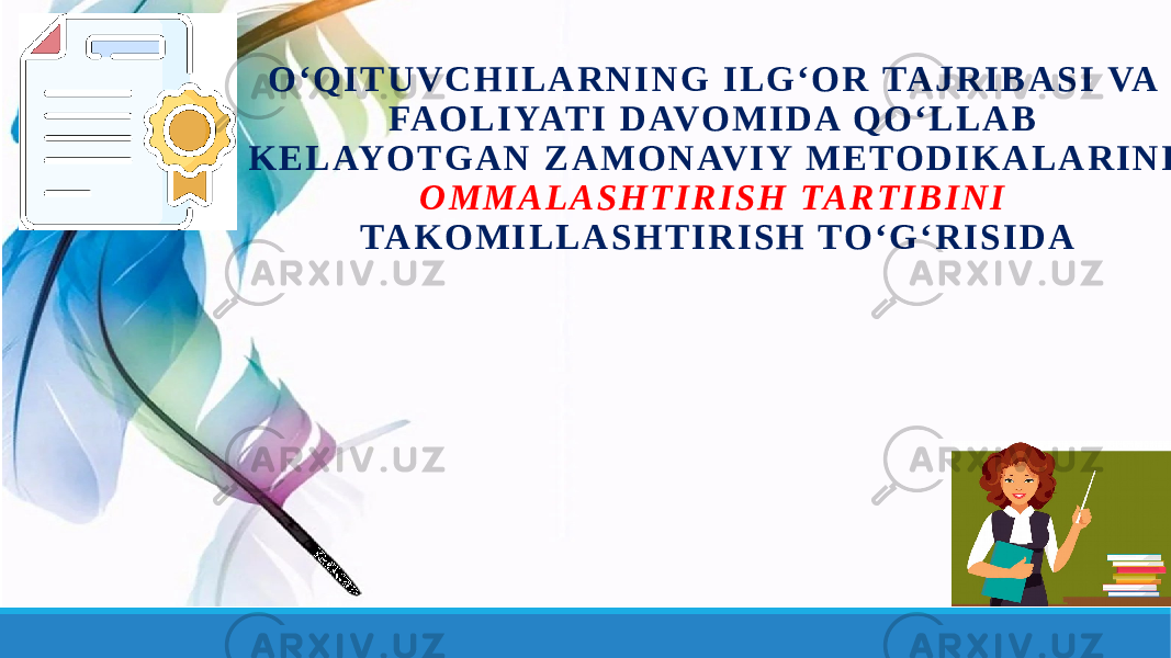 O ‘ Q I T U V C H I L A R N I N G I L G ‘ O R TA J R I B A S I VA FA O L I YAT I D AVO M I D A Q O ‘ L L A B K E L AY O T G A N Z A M O N AV I Y M E TO D I K A L A R I N I O M M A L A S H T I R I S H TA R T I B I N I TA K O M I L L A S H T I R I S H TO ‘ G ‘ R I S I D A 