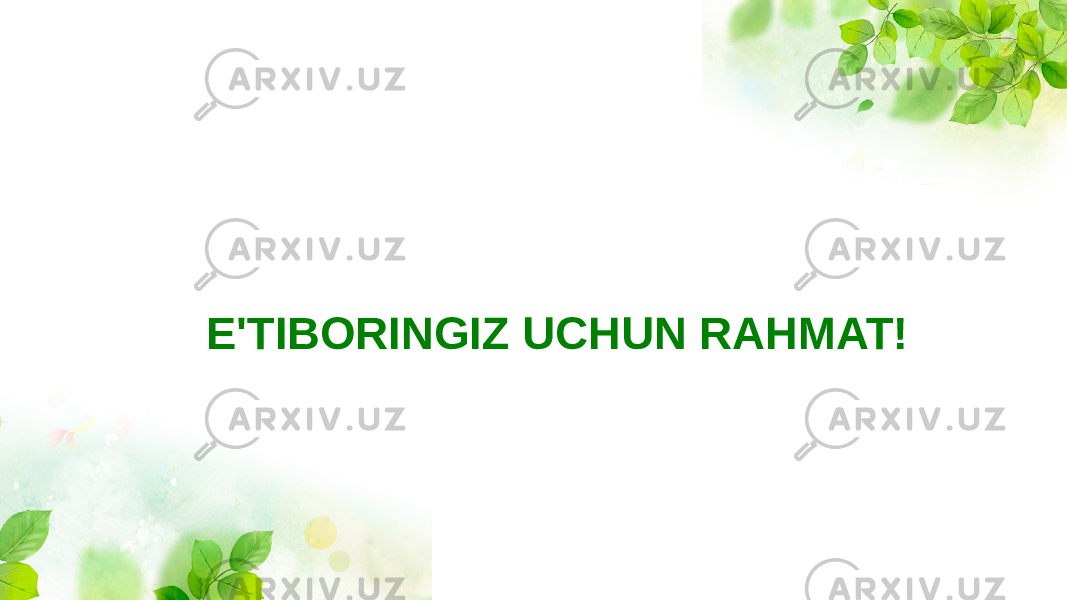 E&#39;TIBORINGIZ UCHUN RAHMAT! 