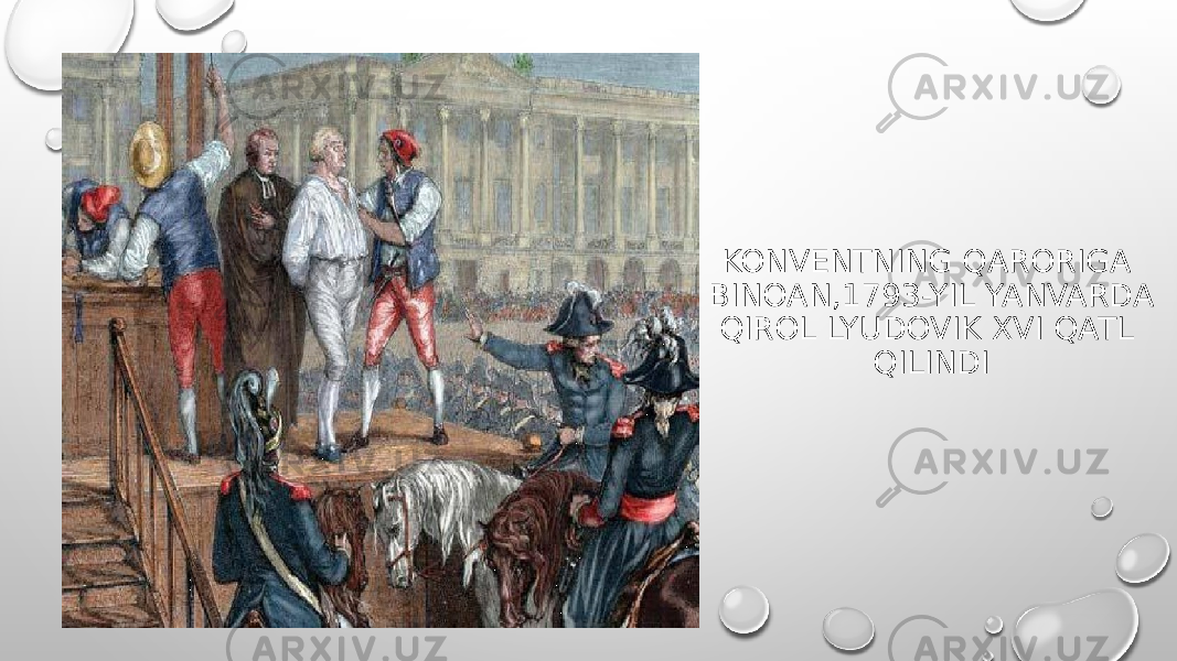 KONVENTNING QARORIGA BINOAN,1793-YIL YANVARDA QIROL LYUDOVIK XVI QATL QILINDI 