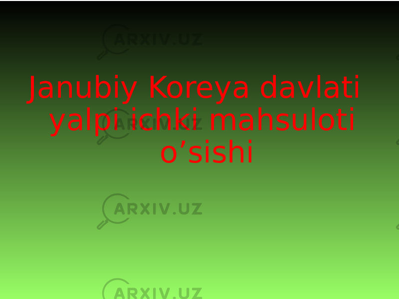 Janubiy Koreya davlati yalpi ichki mahsuloti o’sishi 