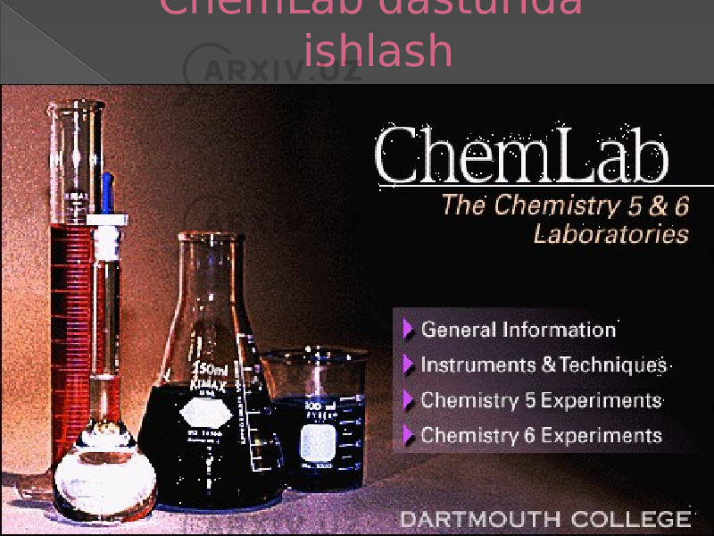ChemLab dasturida ishlash 
