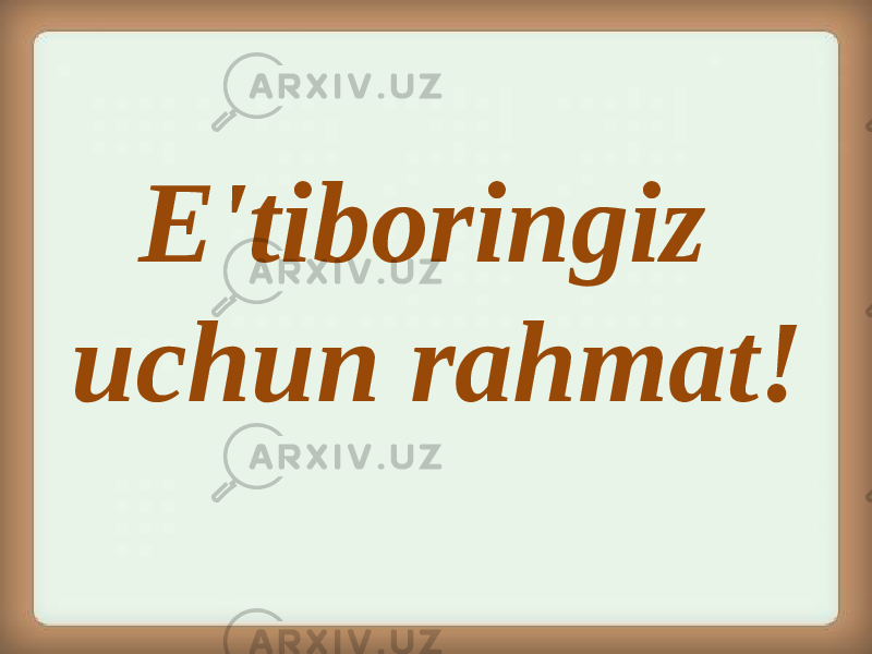 E&#39;tiboringiz uchun rahmat! 