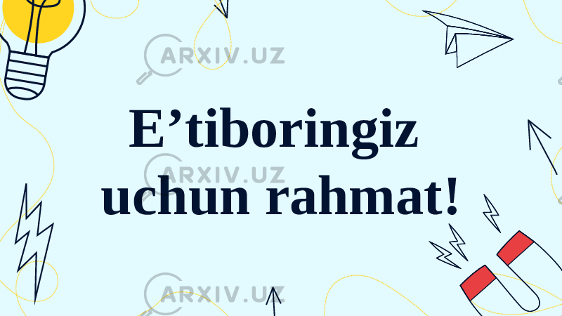  E’tiboringiz uchun rahmat! 