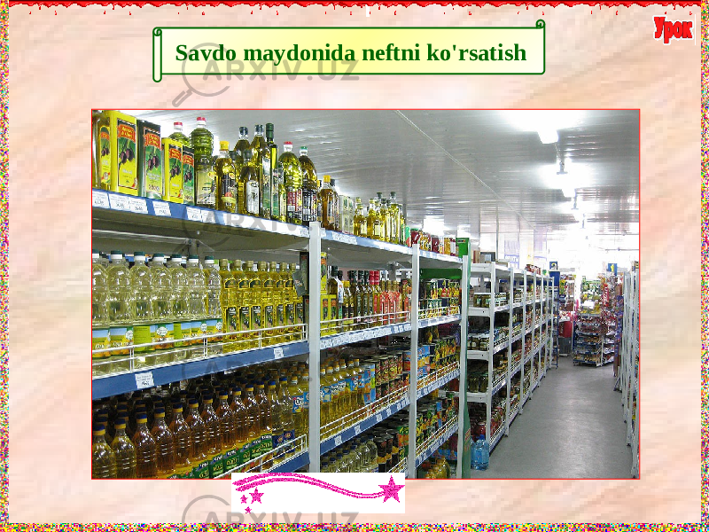 Savdo maydonida neftni ko&#39;rsatish 