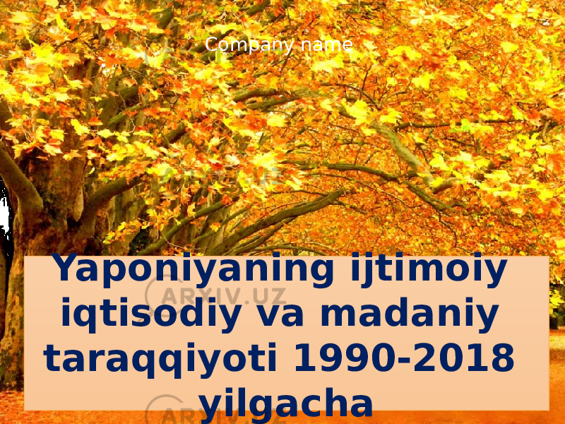 Yaponiyaning ijtimoiy iqtisodiy va madaniy taraqqiyoti 1990-2018 yilgacha Company name 