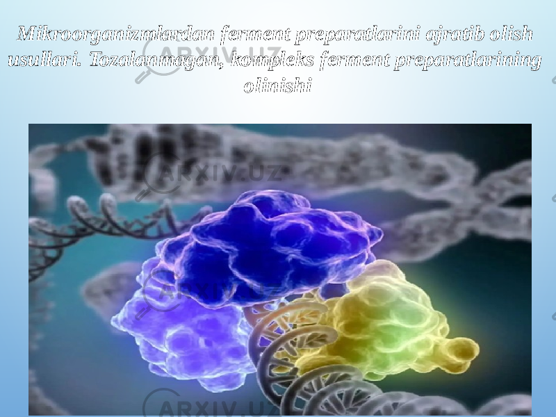 Mikroorganizmlardan ferment preparatlarini ajratib olish usullari. Tozalanmagan, kompleks ferment preparatlarining olinishi 