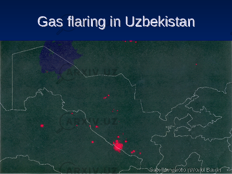 GG as flaring as flaring in Uzbekistanin Uzbekistan Satellite photo (World Bank) 