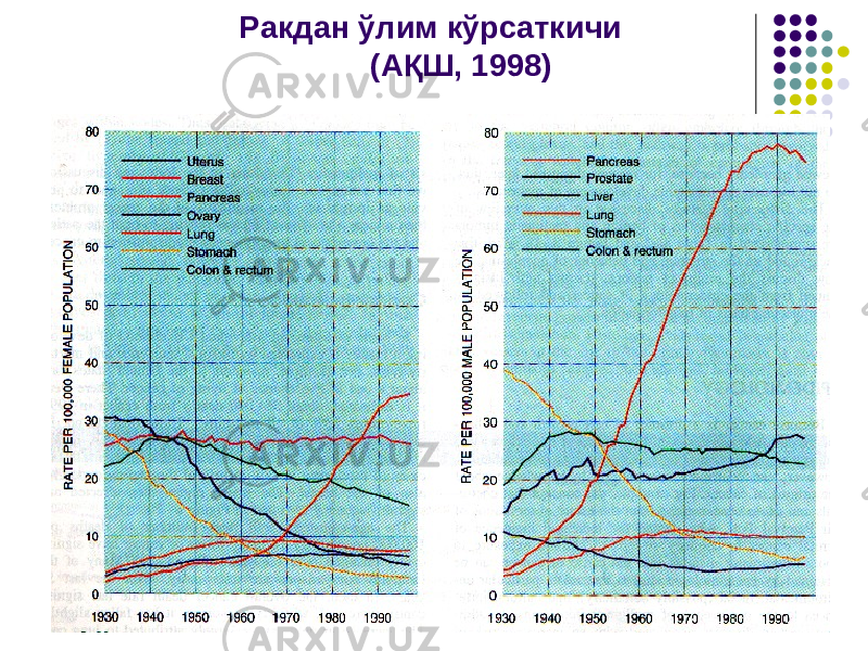 Ракдан ўлим кўрсаткичи (АҚШ, 1998) 